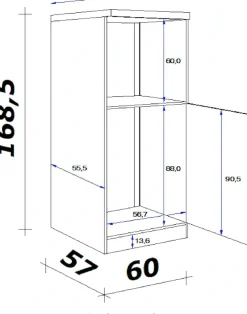 Flex-Well Backofen/Kühlumbauschrank »Vintea« (B x H x T) 60 x 168,5 x 60 cm, mit Metallgriffen