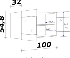 Flex-Well Glashängeschrank »Kopenhagen« (B x H x T) 100 x 54,8 x 32 cm, mit Stollenglastüren