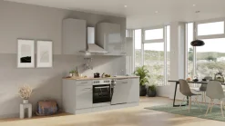Flex-Well Küche »Lund« wahlweise mit E-Geräten, Breite 220 cm, glänzende Fronten