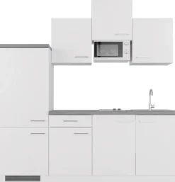 Flex-Well Küchenzeile »Kopenhagen« Breite 210 cm, mit Kühlgerät und Glaskeramikkochfeld sowie Mikrowelle