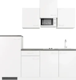 Flex-Well Küchenzeile »Lucca« Breite 210 cm, mit Kühlgerät und Glaskeramikkochfeld sowie Mikrowelle