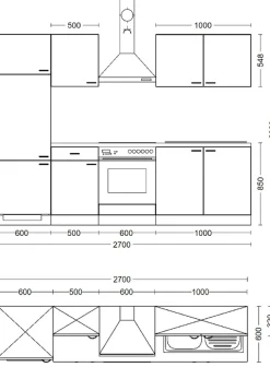 Flex-Well Küchenzeile »Lucca« wahlw. mit E-Geräten, Breite 270 cm, viele Farbvarianten erhältlich
