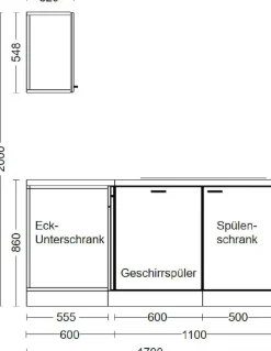 Flex-Well Küchenzeile »Lucca« wahlw. mit E-Geräten, Stellmaß 280x170 cm, viele Farbvarianten