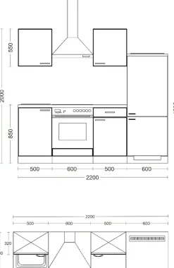 Flex-Well Küchenzeile »Morena« wahlw. mit E-Geräten, Breite 220 cm