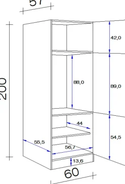 Flex-Well Kühlumbauschrank »Lund« 1 Stk. tlg. (B x H x T) 60 x 200 x 57 cm, mit zusätzlichem Stauraum