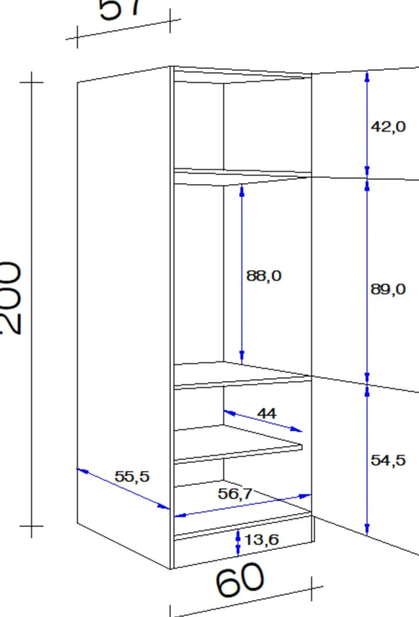 Flex-Well Kühlumbauschrank »Lund« 1 Stk. tlg. (B x H x T) 60 x 200 x 57 cm, mit zusätzlichem Stauraum