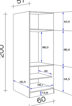 Flex-Well Kühlumbauschrank »Wito« (B x H x T) 60 x 200 x 57 cm