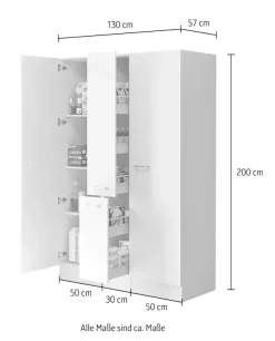 Flex-Well Mehrzweckschrank-Set »LUCCA, 3-teilig, Hauswirtschaftsraum oder Küche..., Breite 130 cm« Komplett-Set, bestehend aus: 2 Vorratsschränken und 1 Auszugsschrank, 3 Stk. tlg.