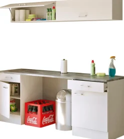 Flex-Well Mehrzweckschrank-Set »LUCCA, 5-teilig, Hauswirtschaftsraum, Hobbyraum, Küche, Breite 210 cm« Komplett-Set, bestehend aus: 2x Unterschrank, 2x Klappenhängeschrank + Arbeitsplatte, 5 Stk. tlg.