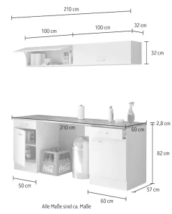 Flex-Well Mehrzweckschrank-Set »LUCCA, 5-teilig, Hauswirtschaftsraum, Hobbyraum, Küche, Breite 210 cm« Komplett-Set, bestehend aus: 2x Unterschrank, 2x Klappenhängeschrank + Arbeitsplatte, 5 Stk. tlg.