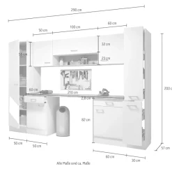 Flex-Well Mehrzweckschrank-Set »LUCCA, 9-teilig, Hauswirtschaft-, Hobby/Werkraum, Küche, Breite 290 cm« Komplett-Set, bestehend aus: 2x Unter-, 3x Ober- und 2x Hochschrank, Regal+APL, 9 Stk. tlg.