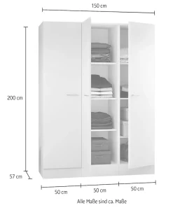 Flex-Well Mehrzweckschrank-Set »LUCCA, 3-teilig, Büro, Ankleide, Küche oder Werkstatt.., Breite 150 cm« Komplett-Set, bestehend aus: 3 Vorratsschränken mit jeweils 4 großen Fächern, 3 Stk. tlg.