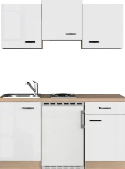 Flex-Well Pantryküche »Florenz« Breite 150,5 cm, mit Unterbau-Kühlschrank, Kochfeld und Spüle