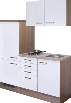 Flex-Well Pantryküche »Florenz« Gesamtbreite 160 cm, mit Einbau-Kühlschrank, Kochfeld und Spüle etc.