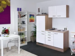 Flex-Well Pantryküche »Florenz« Gesamtbreite 160 cm, mit Einbau-Kühlschrank, Kochfeld und Spüle etc.