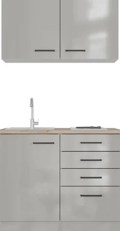 Flex-Well Pantryküche »Lund« mit E-Geräten, Gesamtbreite 100 cm, gänzende Fronten