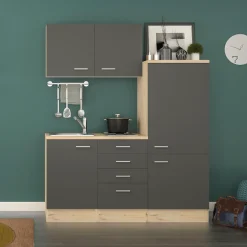 Flex-Well Pantryküche »Morena« Gesamtbreite 160 cm, mit Einbau-Kühlschrank, Kochfeld und Spüle, etc.