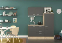 Flex-Well Pantryküche »Morena« Gesamtbreite 160 cm, mit Einbau-Kühlschrank, Kochfeld und Spüle, etc.