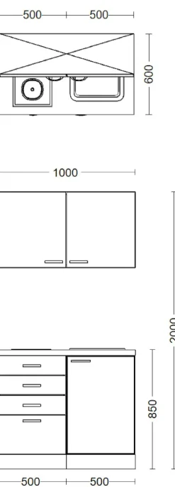 Flex-Well Pantryküche »Nano« Gesamtbreite 100 cm, mit Kochfeld und Spüle, viele Farbenvarianten