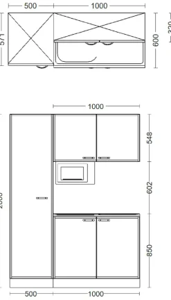 Flex-Well Pantryküche »Nepal« Gesamtbreite 150 cm, mit großem Vorratsschrank und Mikrowelle etc.