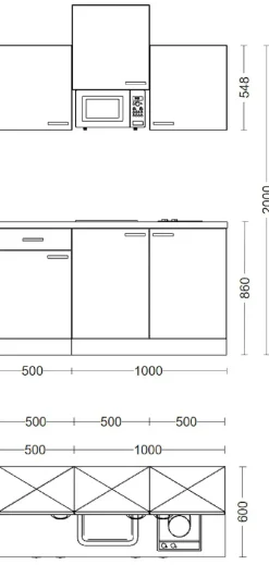Flex-Well Pantryküche »Nepal« Gesamtbreite 150cm, mit Mikrowelle und Kochfeld, viele Farbenvarianten