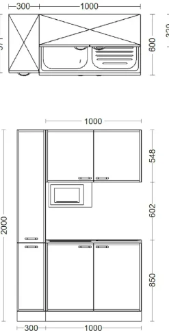 Flex-Well Pantryküche »Samoa« Gesamtbreite 130 cm, mit Apothekerschrank und Mikrowelle etc.