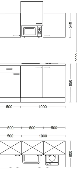 Flex-Well Pantryküche »Samoa« Gesamtbreite 150cm, mit Mikrowelle und Kochfeld, viele Farbenvarianten
