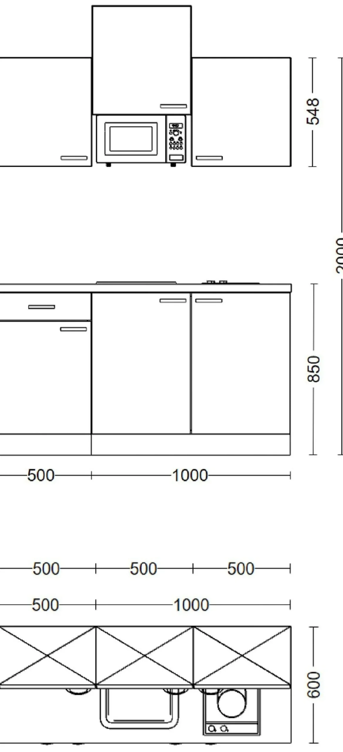 Flex-Well Pantryküche »Samoa« Gesamtbreite 150cm, mit Mikrowelle und Kochfeld, viele Farbenvarianten