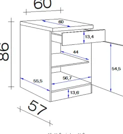 Flex-Well Unterschrank »Kopenhagen« (B x H x T) 60 x 86 x 60 cm