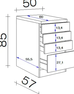 Flex-Well Unterschrank »Nano« (B x H x T) 50 x 85/86 x 60 cm, mit praktischen Schubkästen