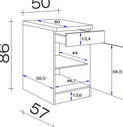 Flex-Well Unterschrank »Nepal« (B x H x T) 50 x 85/86 x 60 cm