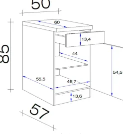 Flex-Well Unterschrank »Vintea« (B x H x T) 50 x 85 x 60 cm, mit Metallgriffen