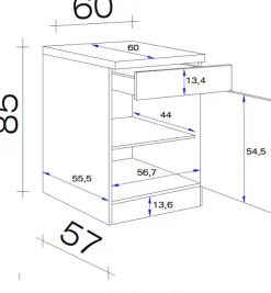 Flex-Well Unterschrank »Vintea« (B x H x T) 60 x 85 x 60 cm, mit Metallgriffen