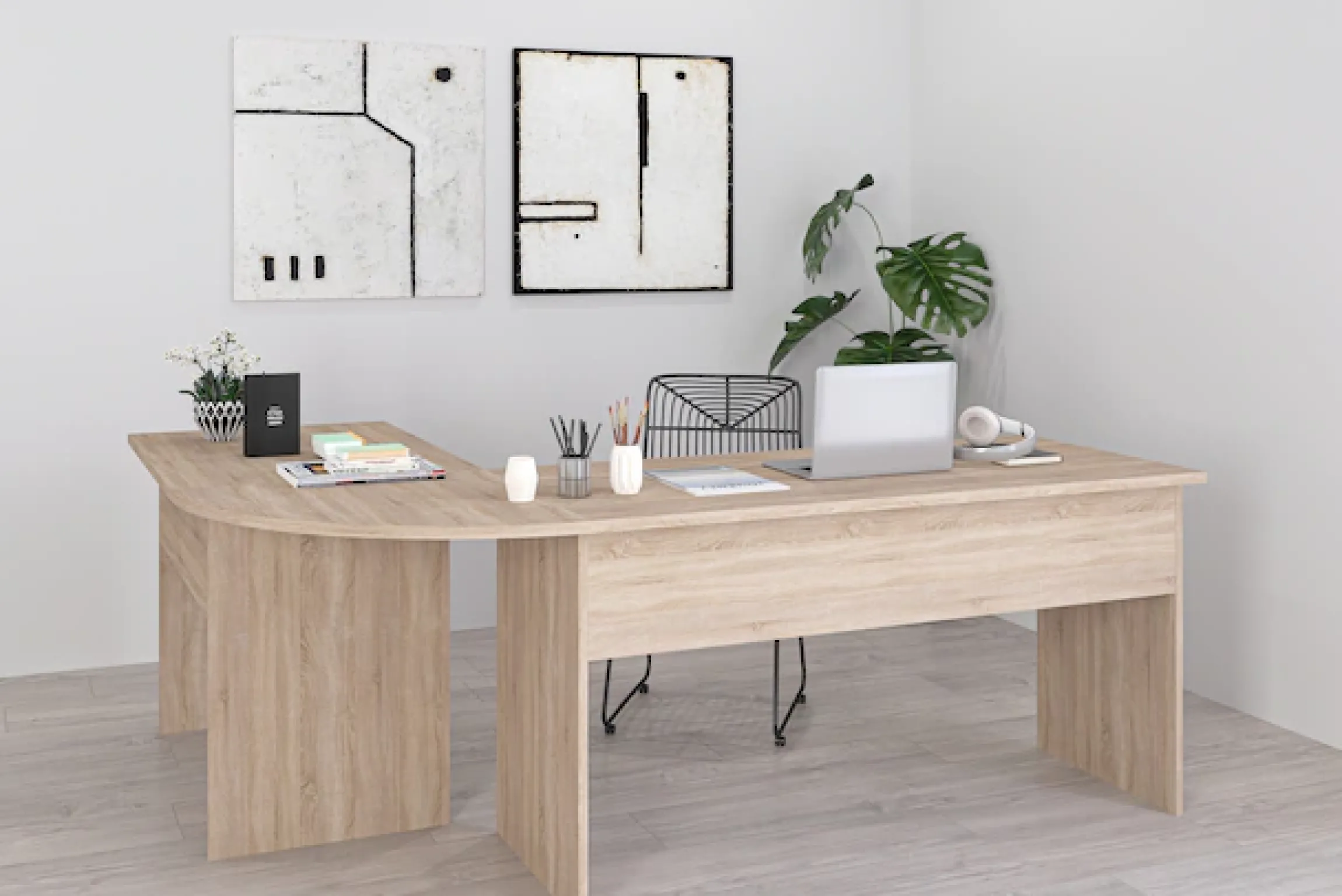 FMD Eckschreibtisch »Tiell« Winkelschreibtisch, Bürotisch, beidseitig montierbar, 205/155 cm