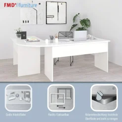 FMD Eckschreibtisch »Tiell« Winkelschreibtisch, Bürotisch, beidseitig montierbar, 205/155 cm