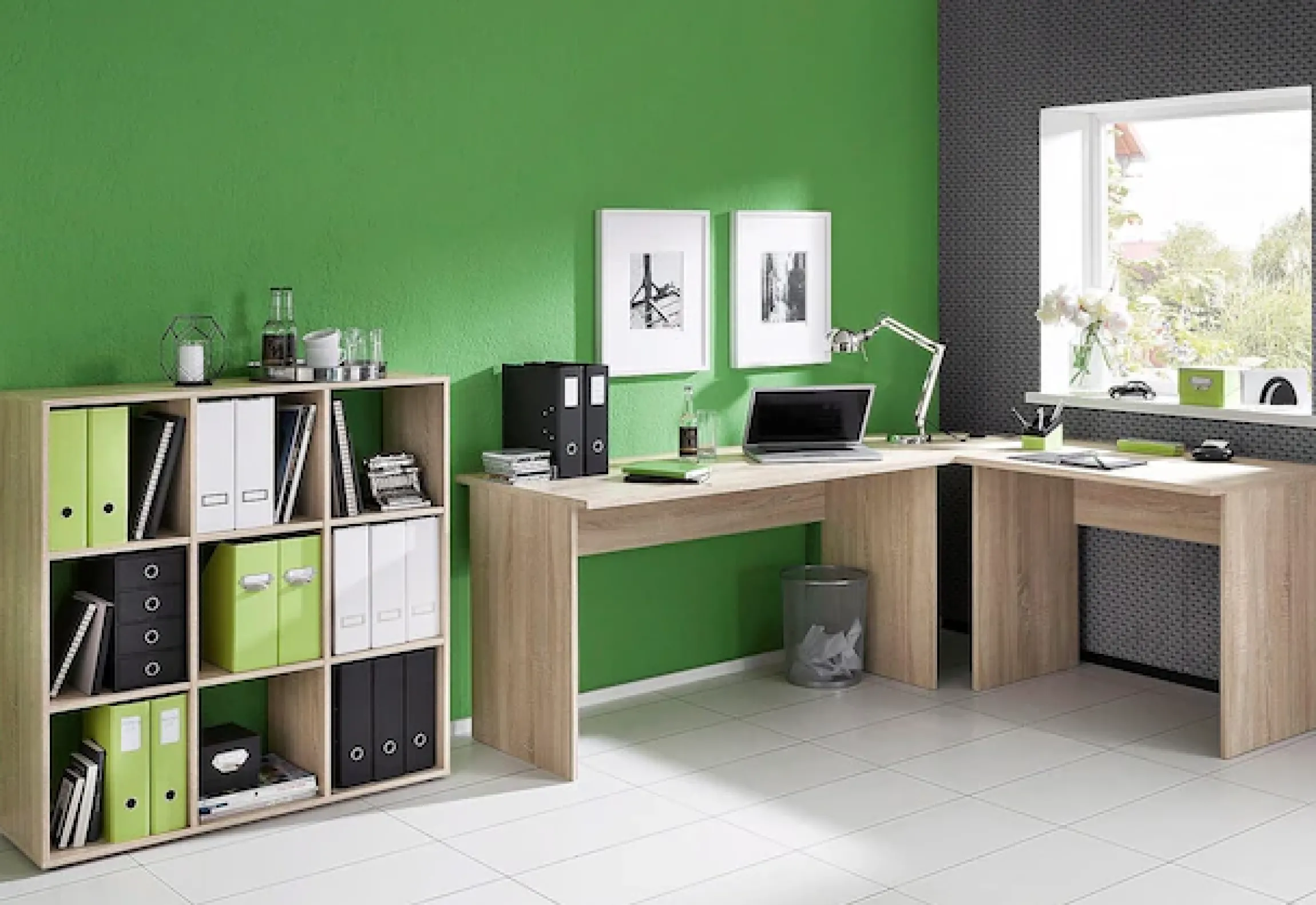 FMD Eckschreibtisch »Tiell« Winkelschreibtisch, Bürotisch, beidseitig montierbar, 205/155 cm