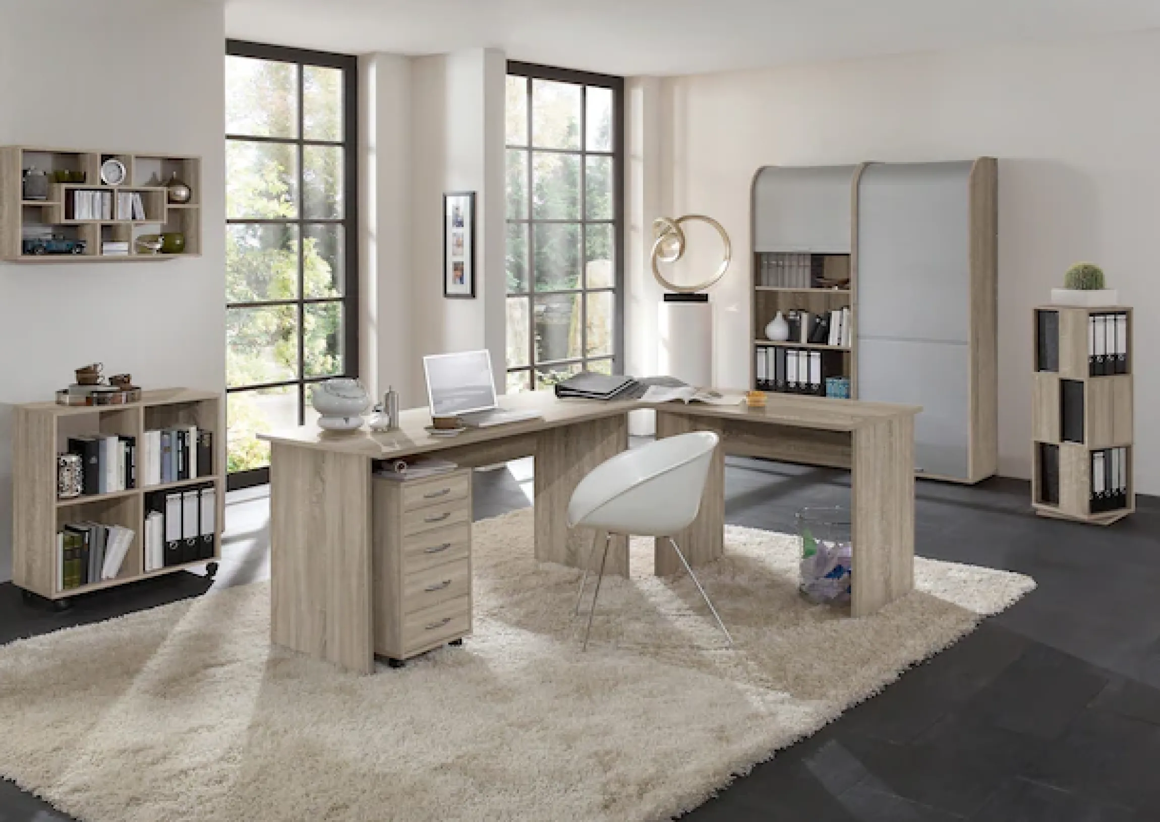 FMD Eckschreibtisch »Tiell« Winkelschreibtisch, Bürotisch, beidseitig montierbar, 205/155 cm