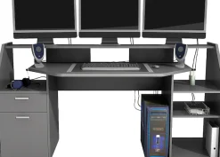 FMD Gamingtisch »Zocker 1, moderner Regalschreibtisch,« Breite 180 cm, viel Stauraum, Made in Germany