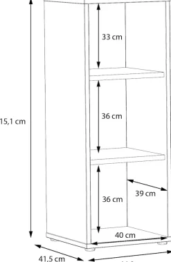 FORTE Aktenregal »Goldsboro« mit 3 offenen Fächern, unterschiedliche Breiten, Höhe 115 cm