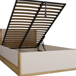 FORTE Bettgestell »Oak Squere« B/H/T :125,8/90/205,2cm aufklappbarer Lattenrost, Stauraum