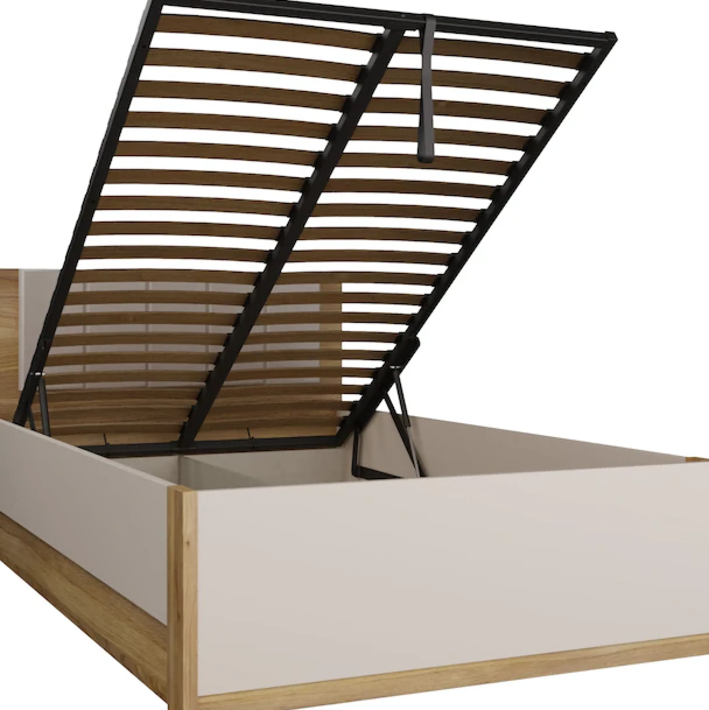 FORTE Bettgestell »Oak Squere« B/H/T :125,8/90/205,2cm aufklappbarer Lattenrost, Stauraum