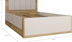 FORTE Bettgestell »Oak Squere« B/H/T :125,8/90/205,2cm aufklappbarer Lattenrost, Stauraum