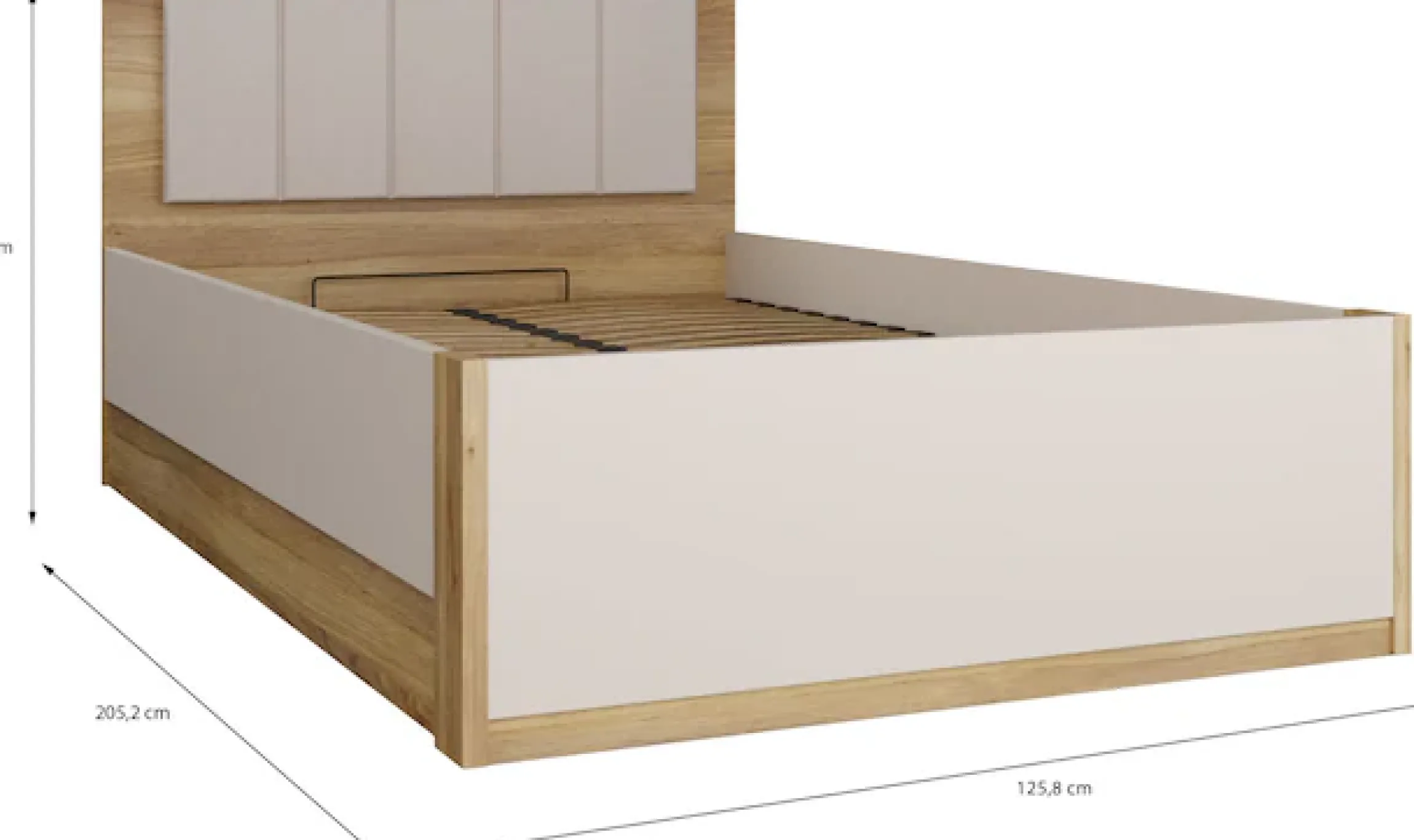 FORTE Bettgestell »Oak Squere« B/H/T :125,8/90/205,2cm aufklappbarer Lattenrost, Stauraum