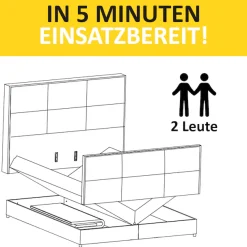 FORTE Boxspringbett »Eve inkl. zwei Bettkästen und Kaltschaum Topper« und einer 7-Zonen-Tonnentaschen-Federkernmatratze (H3)