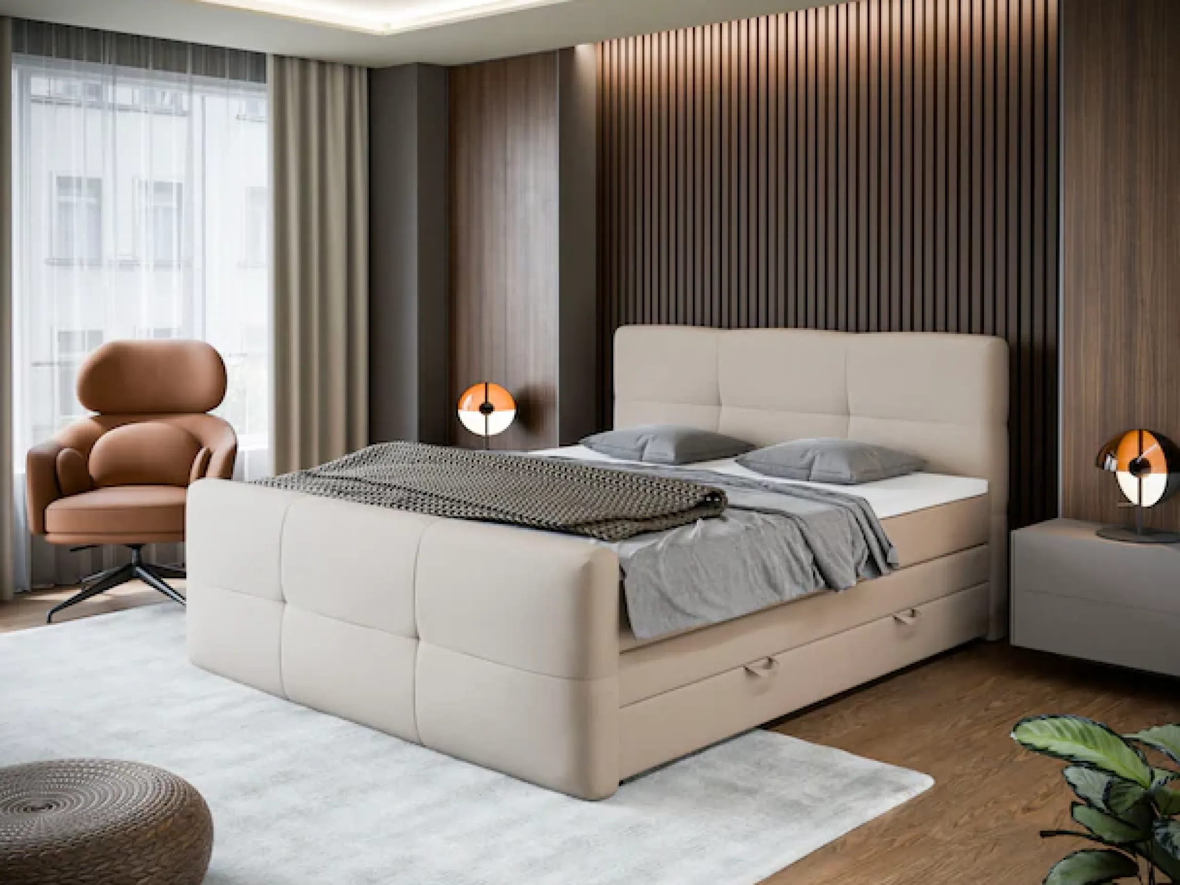 FORTE Boxspringbett »STAR erhältlich in den Breiten 140cm, 160cm & 180cm, inkl. Bettkasten« inkl. Fußteil, erhältlich in verschiedenen Farben