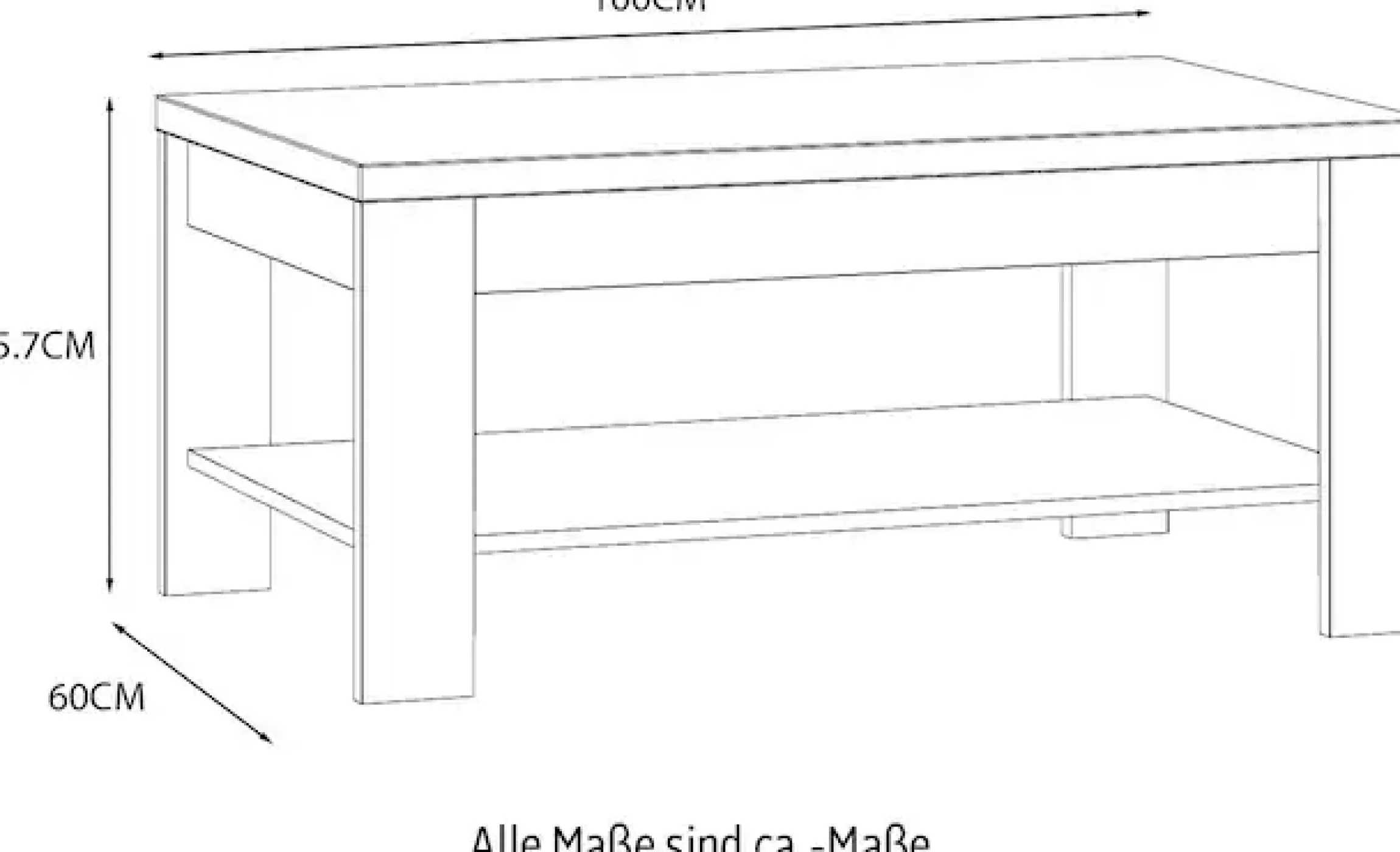 FORTE Couchtisch »Bohol« B/H/T 100/45,7/60 cm zweifarbiges Dekor