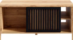 FORTE Couchtisch »Jytana« Breite 105,5 cm, Schiebetüren in Lamellenoptik, Mauvella Eiche/Schwarz