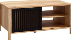 FORTE Couchtisch »Jytana« Breite 105,5 cm, Schiebetüren in Lamellenoptik, Mauvella Eiche/Schwarz
