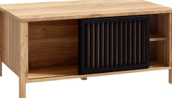 FORTE Couchtisch »Jytana« Breite 105,5 cm, Schiebetüren in Lamellenoptik, Mauvella Eiche/Schwarz