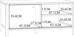 FORTE Couchtisch »Jytana« Breite 105,5 cm, Schiebetüren in Lamellenoptik, Mauvella Eiche/Schwarz